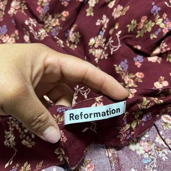 Women’s REFORMATION RED FLORAL MIDI DRESS size 12 - Picture 6 of 10